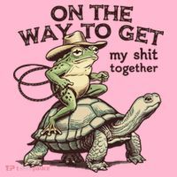 On The Way To Get My Shit Togther Cowboy Frog Turtle Coaster thumb 2