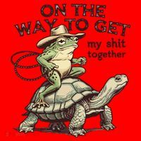 On The Way To Get My Shit Togther Cowboy Frog Turtle Santa Hat thumb 1