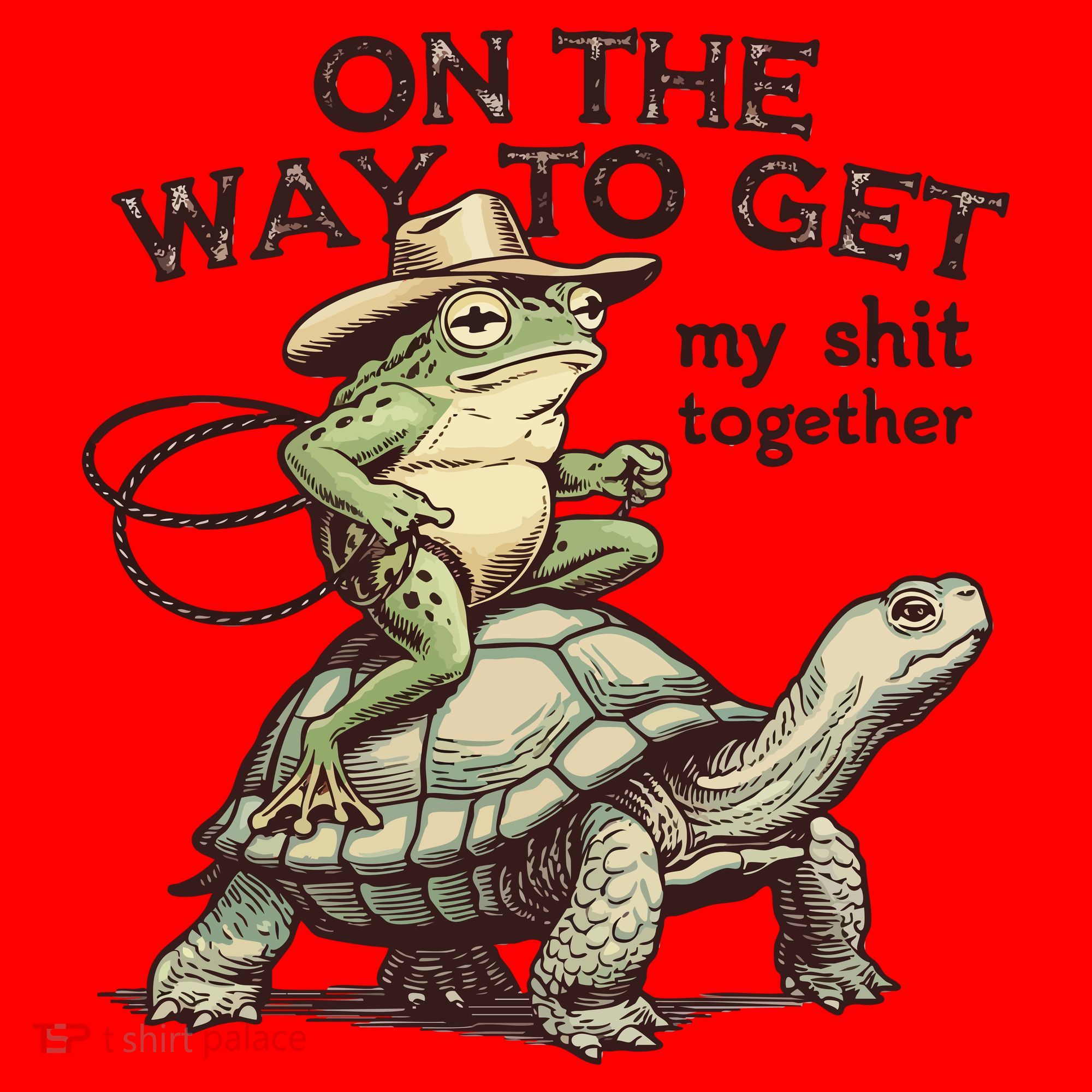 On The Way To Get My Shit Togther Cowboy Frog Turtle Santa Hat