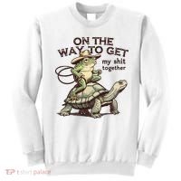 On The Way To Get My Shit Togther Cowboy Frog Turtle Sweatshirt thumb 0