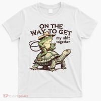 On The Way To Get My Shit Togther Cowboy Frog Turtle T-Shirt thumb 0