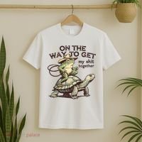 On The Way To Get My Shit Togther Cowboy Frog Turtle T-Shirt thumb 2