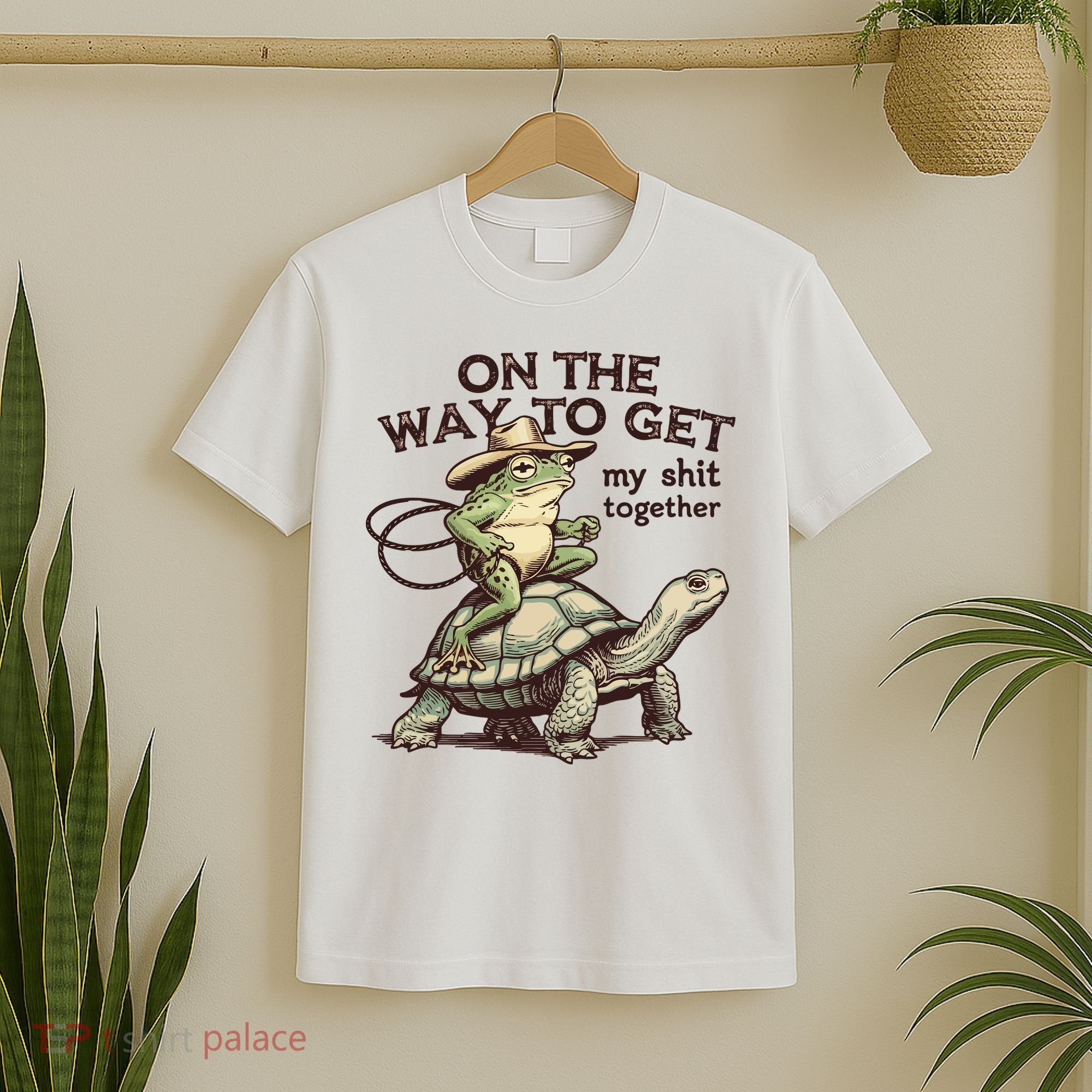 On The Way To Get My Shit Togther Cowboy Frog Turtle T-Shirt