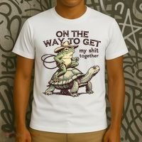 On The Way To Get My Shit Togther Cowboy Frog Turtle T-Shirt thumb 3