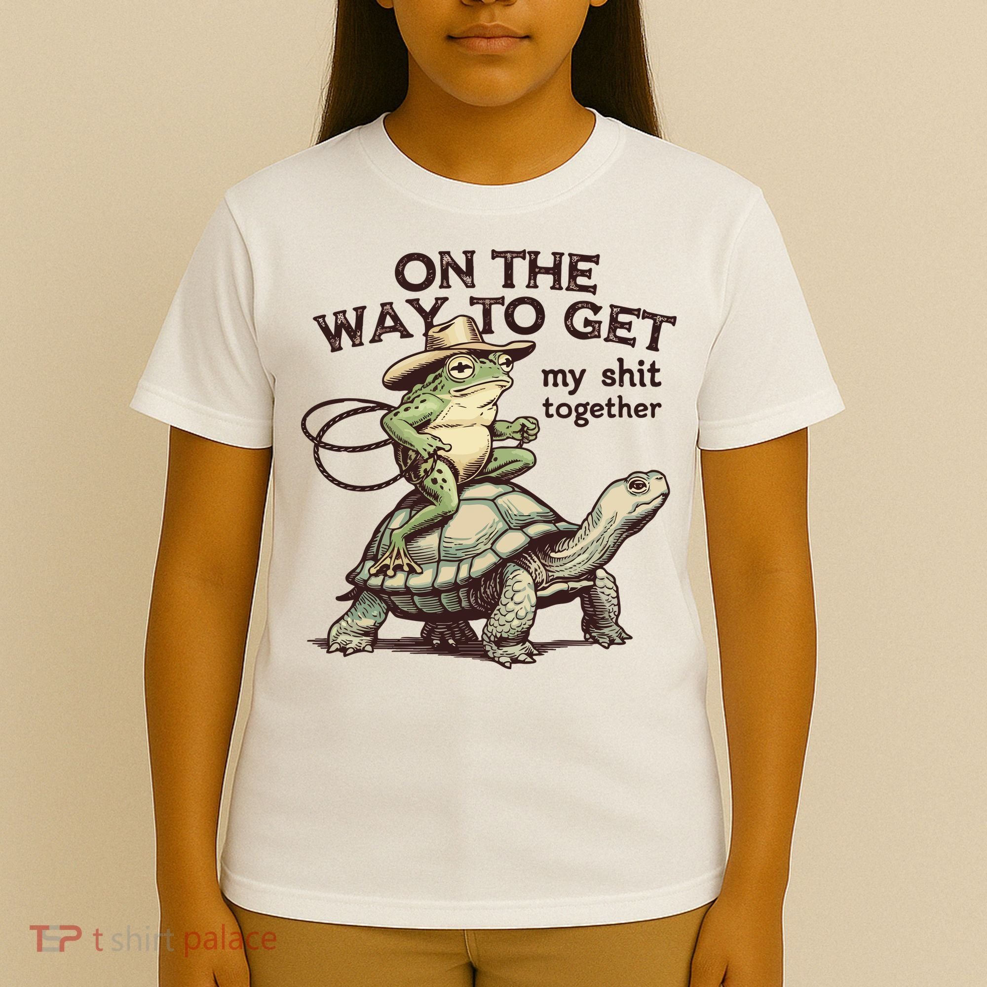On The Way To Get My Shit Togther Cowboy Frog Turtle T-Shirt