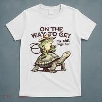 On The Way To Get My Shit Togther Cowboy Frog Turtle T-Shirt thumb 5