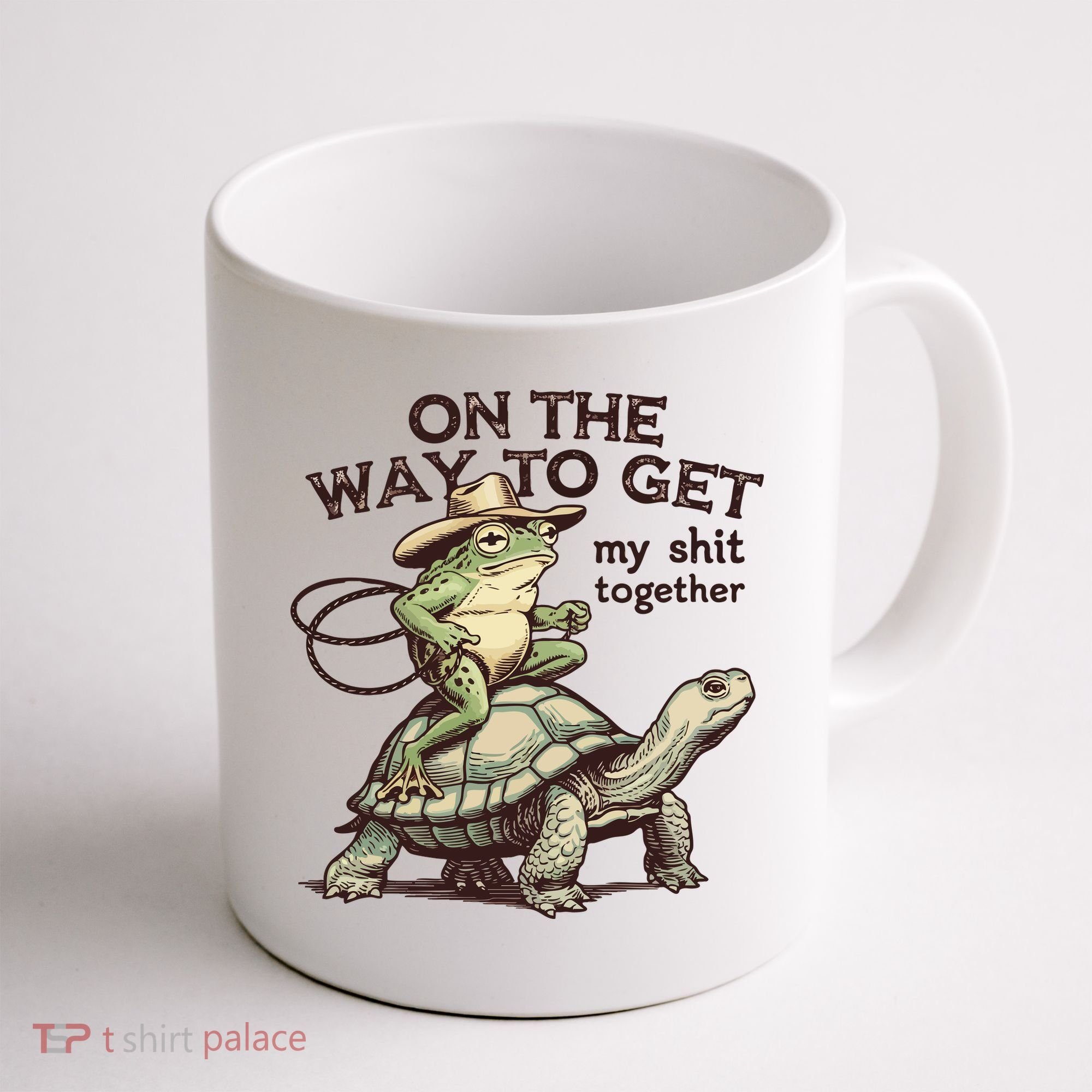 On The Way To Get My Shit Togther Cowboy Frog Turtle Coffee Mug
