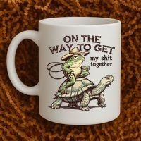 On The Way To Get My Shit Togther Cowboy Frog Turtle Coffee Mug thumb 2