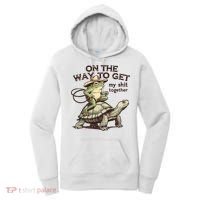 On The Way To Get My Shit Togther Cowboy Frog Turtle Women's Hoodie thumb 0