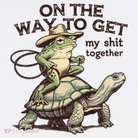 On The Way To Get My Shit Togther Cowboy Frog Turtle Women's Hoodie thumb 2