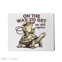 On The Way To Get My Shit Togther Cowboy Frog Turtle Mousepad thumb 0