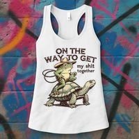 On The Way To Get My Shit Togther Cowboy Frog Turtle Women's Tank Top thumb 3