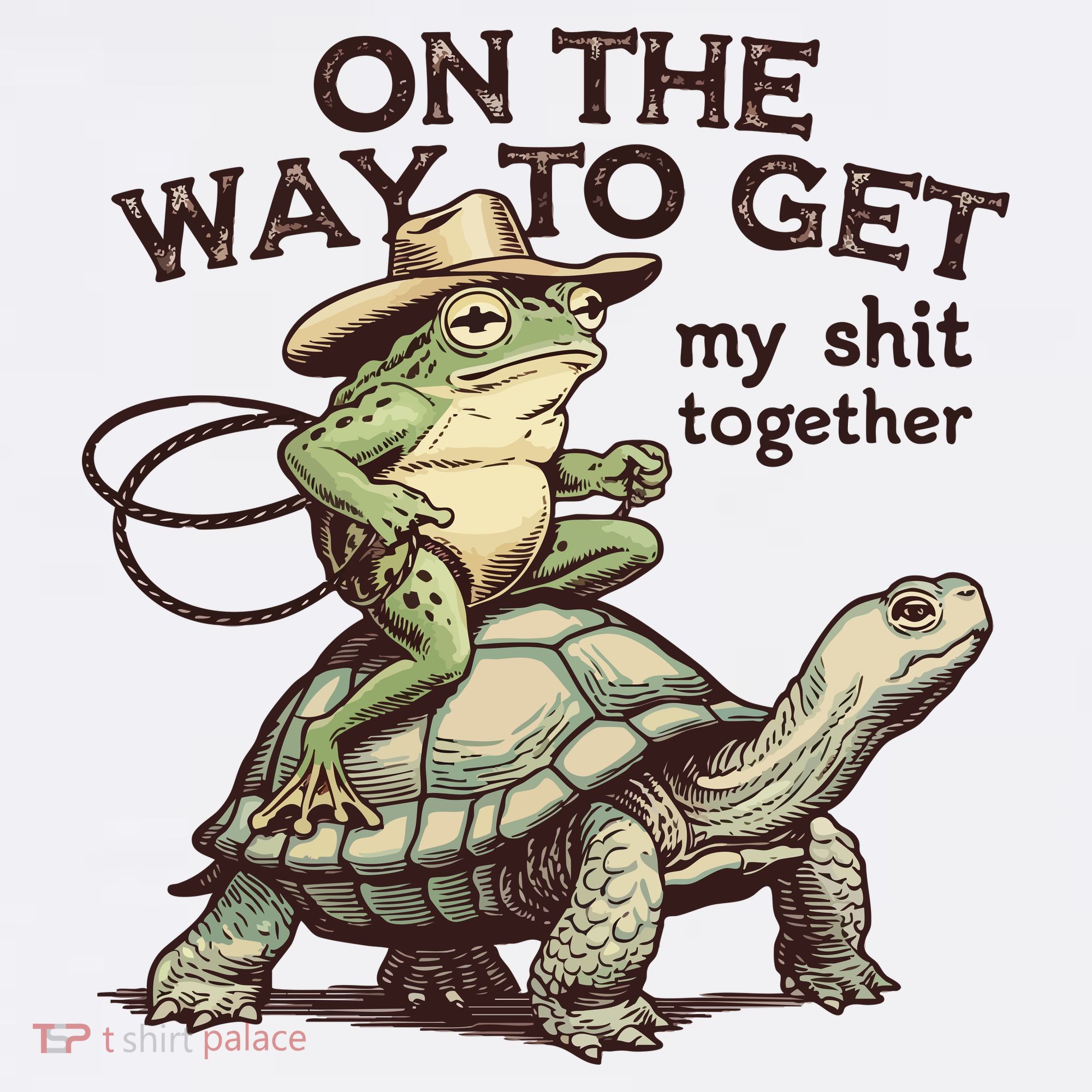 On The Way To Get My Shit Togther Cowboy Frog Turtle Hat