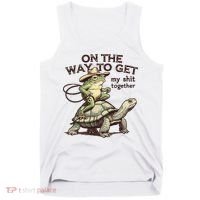 On The Way To Get My Shit Togther Cowboy Frog Turtle Tank Top thumb 0