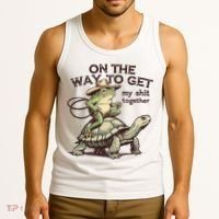 On The Way To Get My Shit Togther Cowboy Frog Turtle Tank Top thumb 3