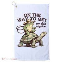 On The Way To Get My Shit Togther Cowboy Frog Turtle Golf Towel thumb 0