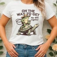 On The Way To Get My Shit Togther Cowboy Frog Turtle Women's T-Shirt thumb 2