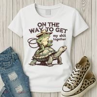On The Way To Get My Shit Togther Cowboy Frog Turtle Women's T-Shirt thumb 3