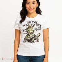 On The Way To Get My Shit Togther Cowboy Frog Turtle Women's T-Shirt thumb 4