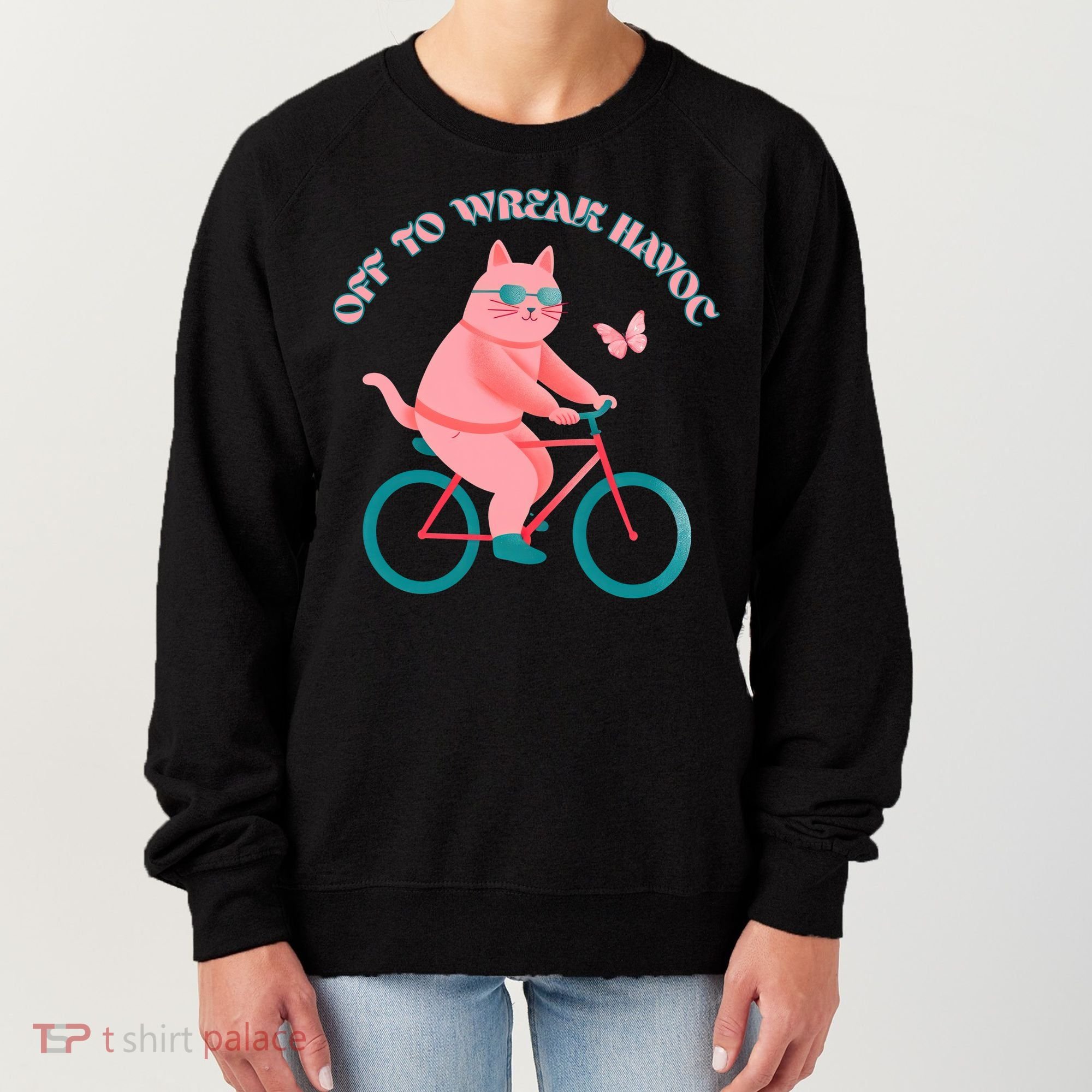 Off To Wreak Havoc Funny Cat Women's Sweatshirt