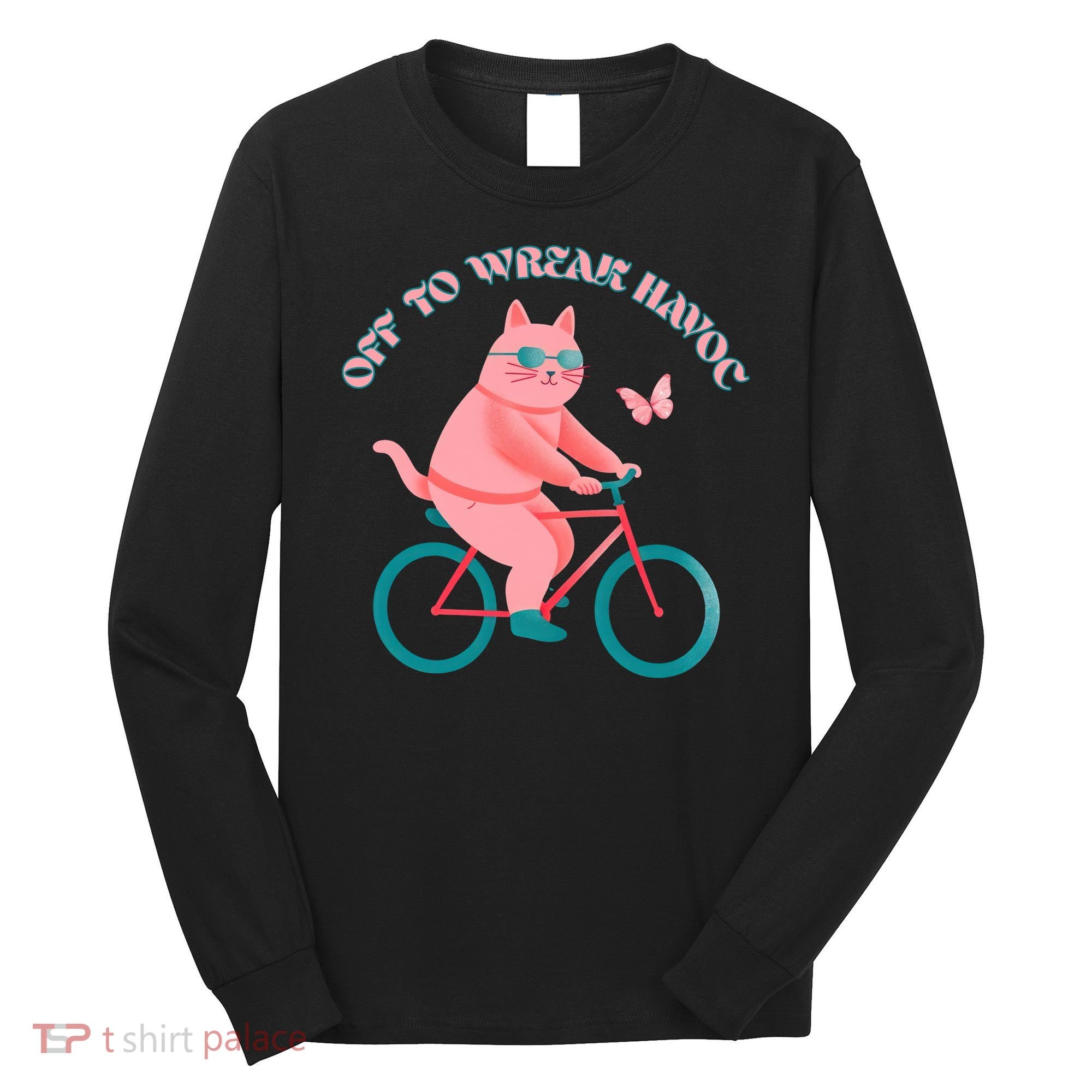 Off To Wreak Havoc Funny Cat Long Sleeve Shirt