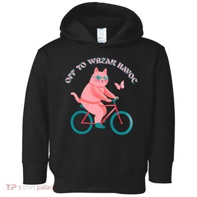 Off To Wreak Havoc Funny Cat Toddler Hoodie