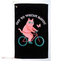 Off To Wreak Havoc Funny Cat Golf Towel thumb 0