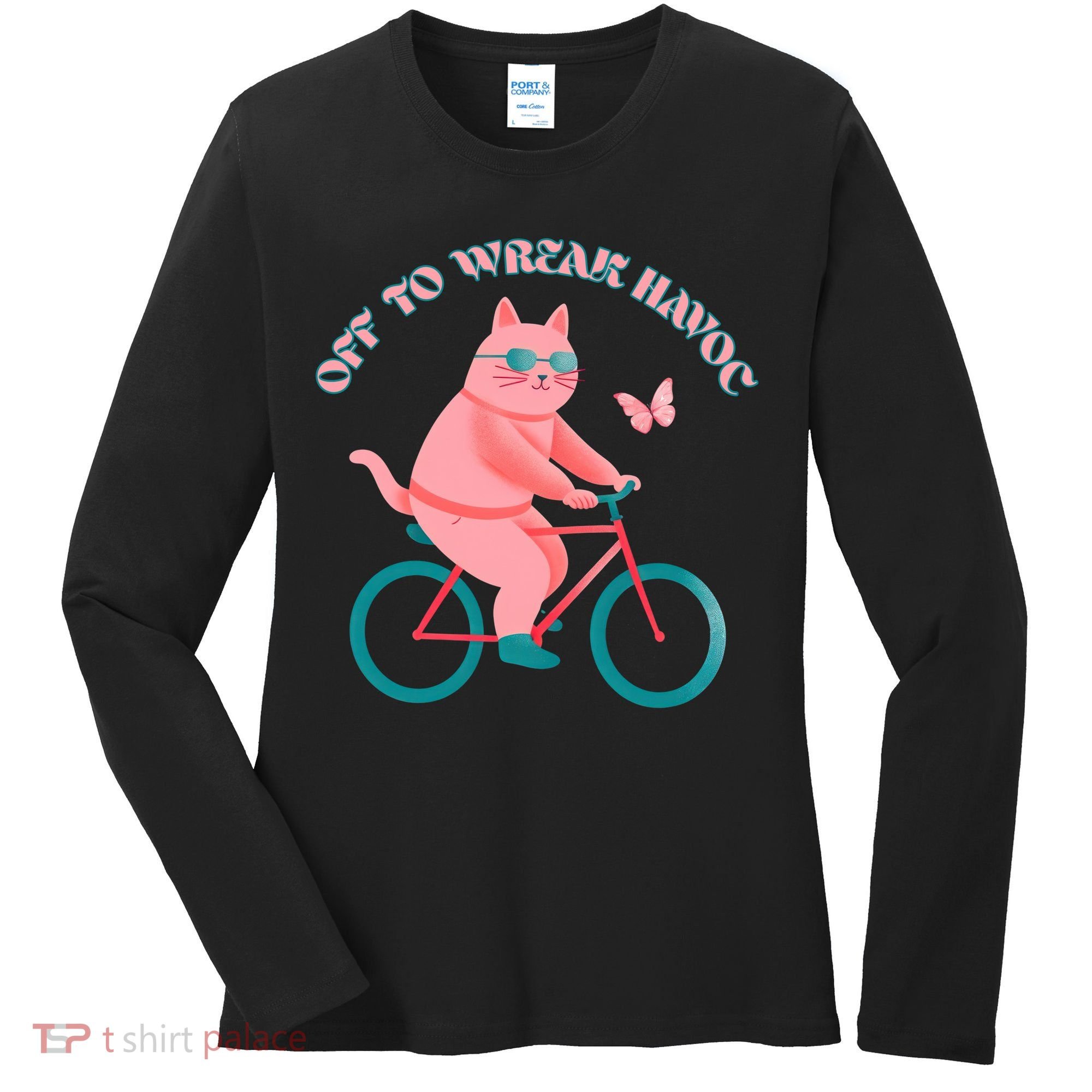 Off To Wreak Havoc Funny Cat Women's Long Sleeve Shirt