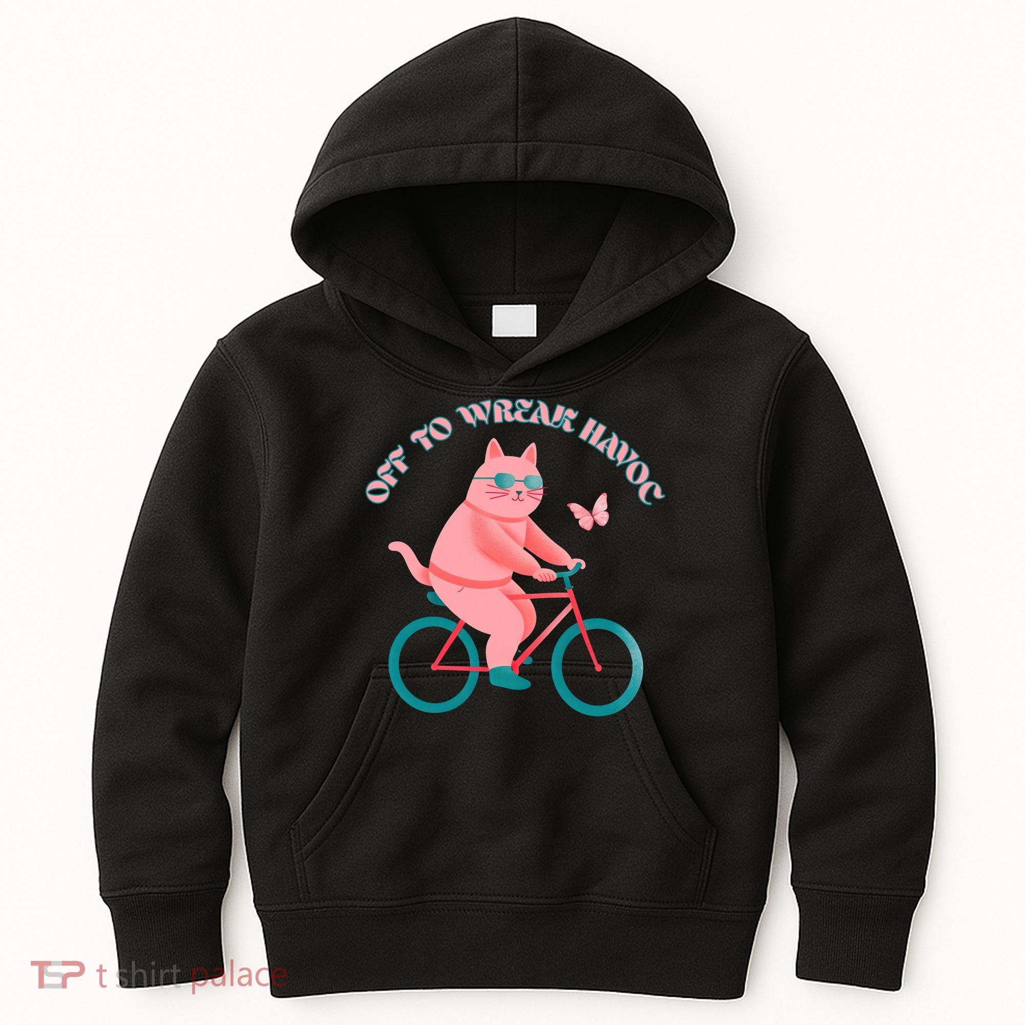 Off To Wreak Havoc Funny Cat Kids Hoodie