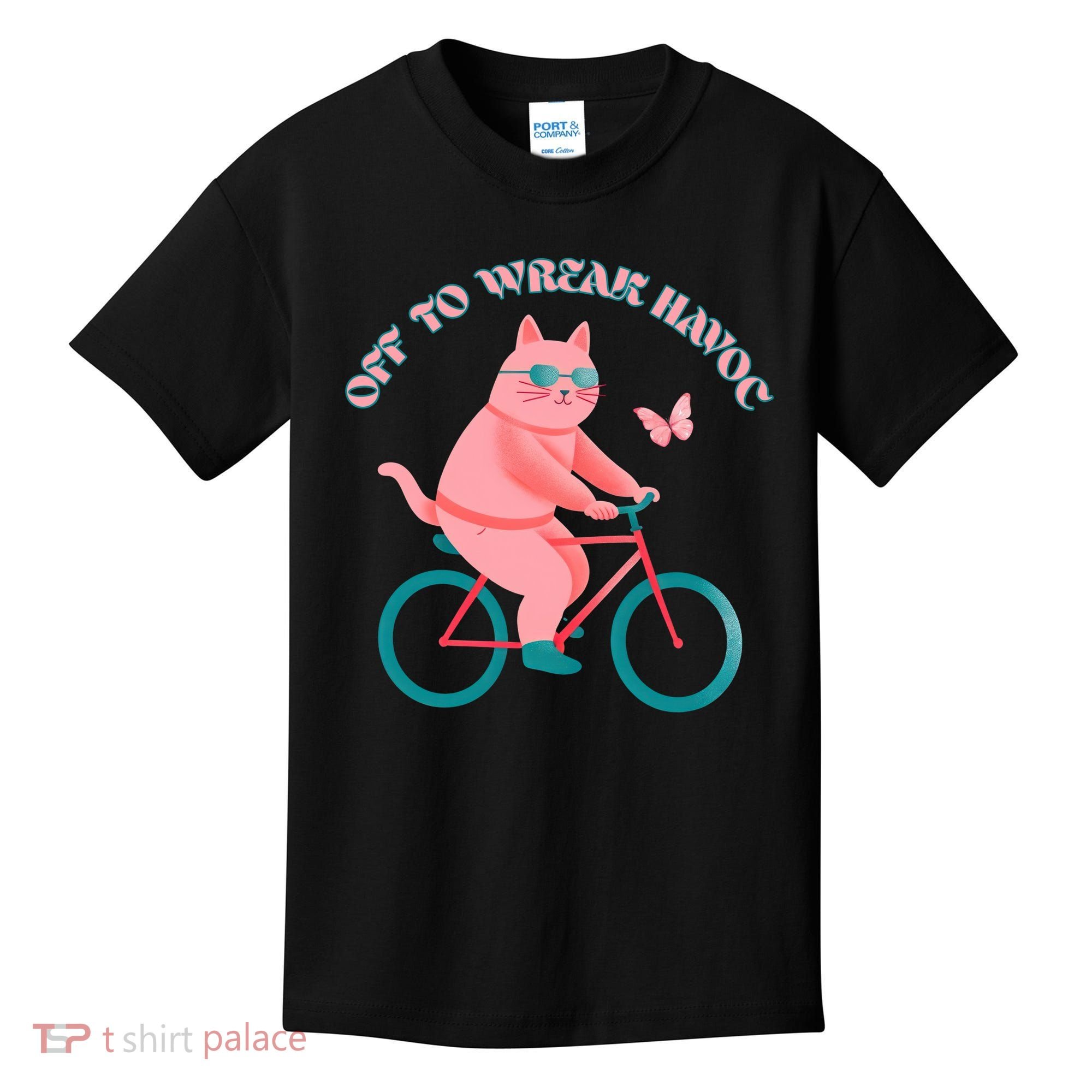 Off To Wreak Havoc Funny Cat Kids T-Shirt