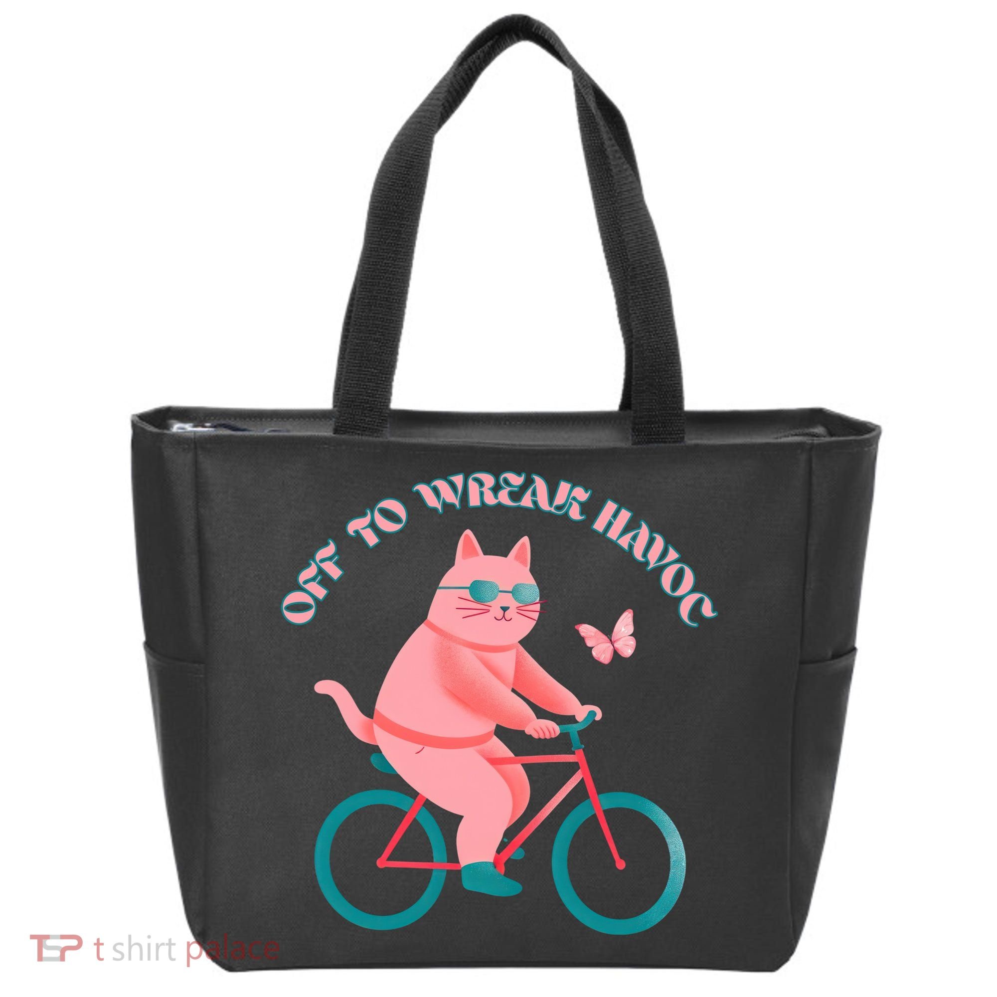 Off To Wreak Havoc Funny Cat Tote Bag