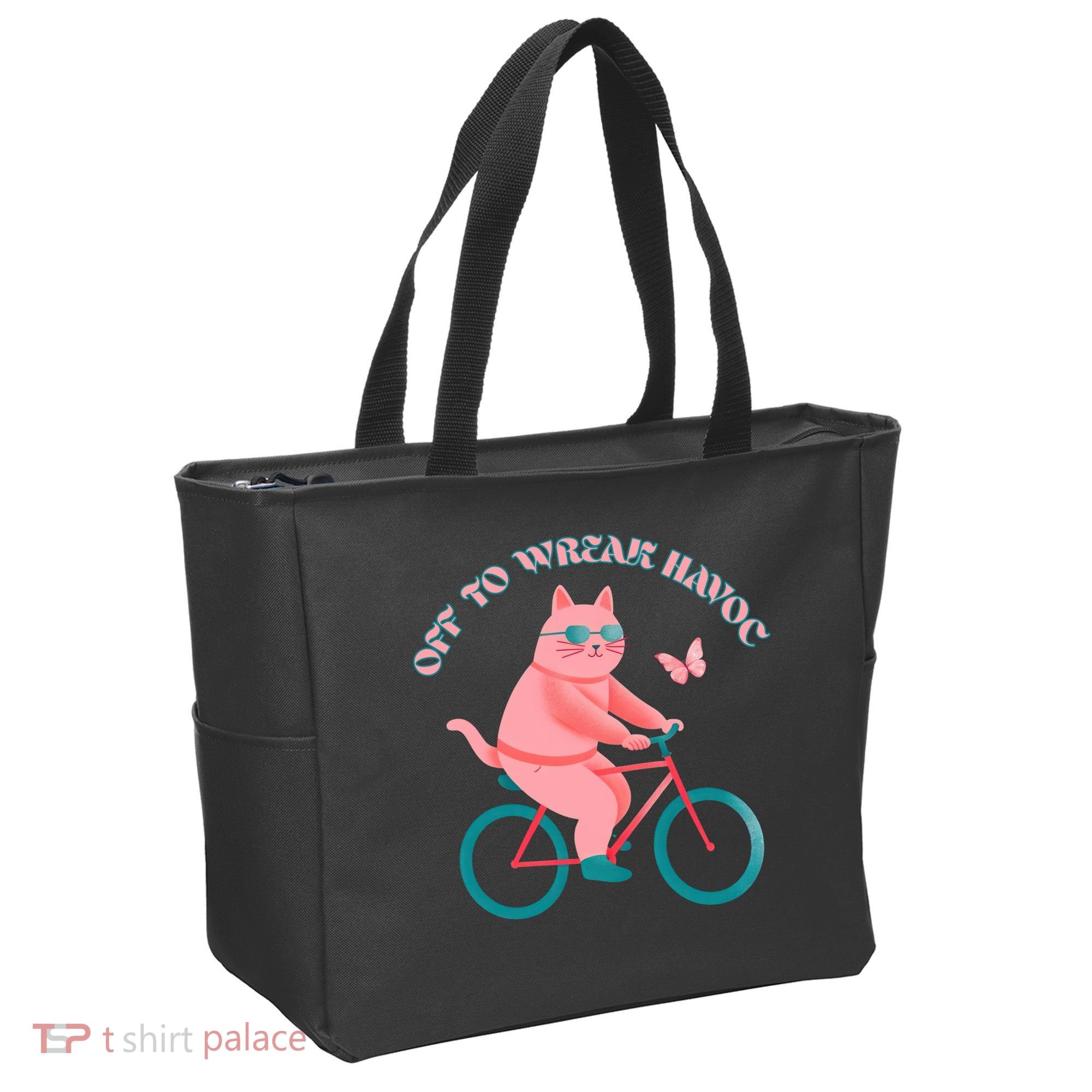 Off To Wreak Havoc Funny Cat Tote Bag