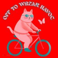 Off To Wreak Havoc Funny Cat Santa Hat thumb 1