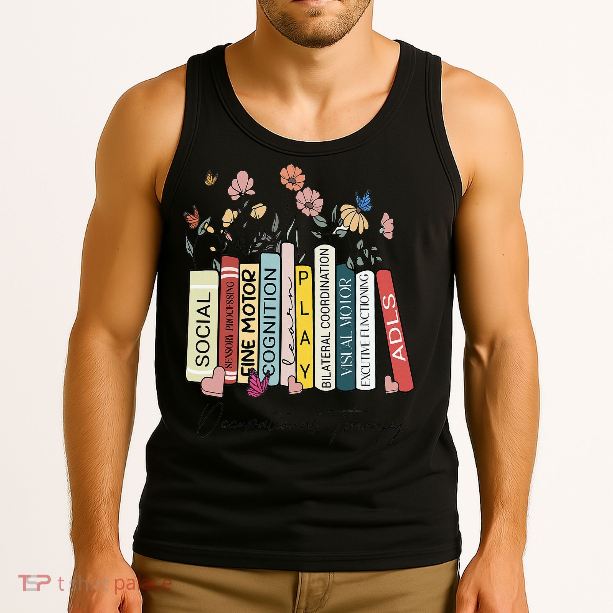 Occupational Therapy Wildflower Book OT Therapist Assistant Tank Top