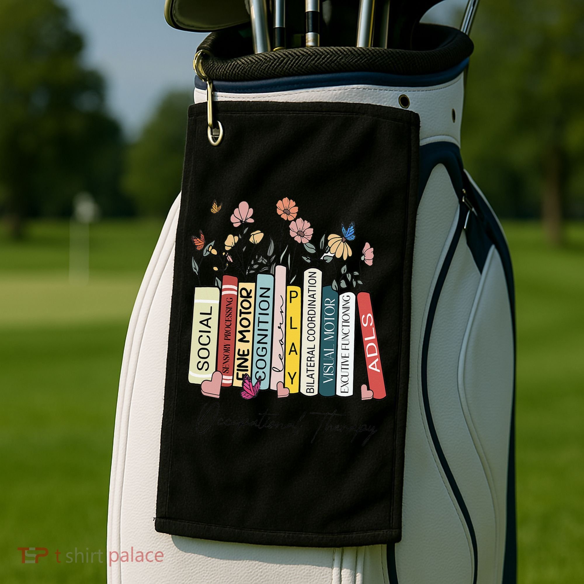 Occupational Therapy Wildflower Book OT Therapist Assistant Golf Towel