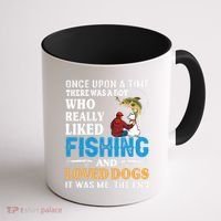 Once Upon A Time A Man Loved Fishing And Loved Dogs Coffee Mug thumb 1