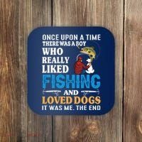 Once Upon A Time A Man Loved Fishing And Loved Dogs Coaster thumb 0