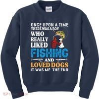 Once Upon A Time A Man Loved Fishing And Loved Dogs Kids Sweatshirt thumb 0