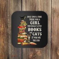 Once Upon A Time A Girl Really Loved Books And Cats Coaster thumb 0