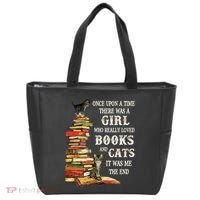 Once Upon A Time A Girl Really Loved Books And Cats Tote Bag thumb 0