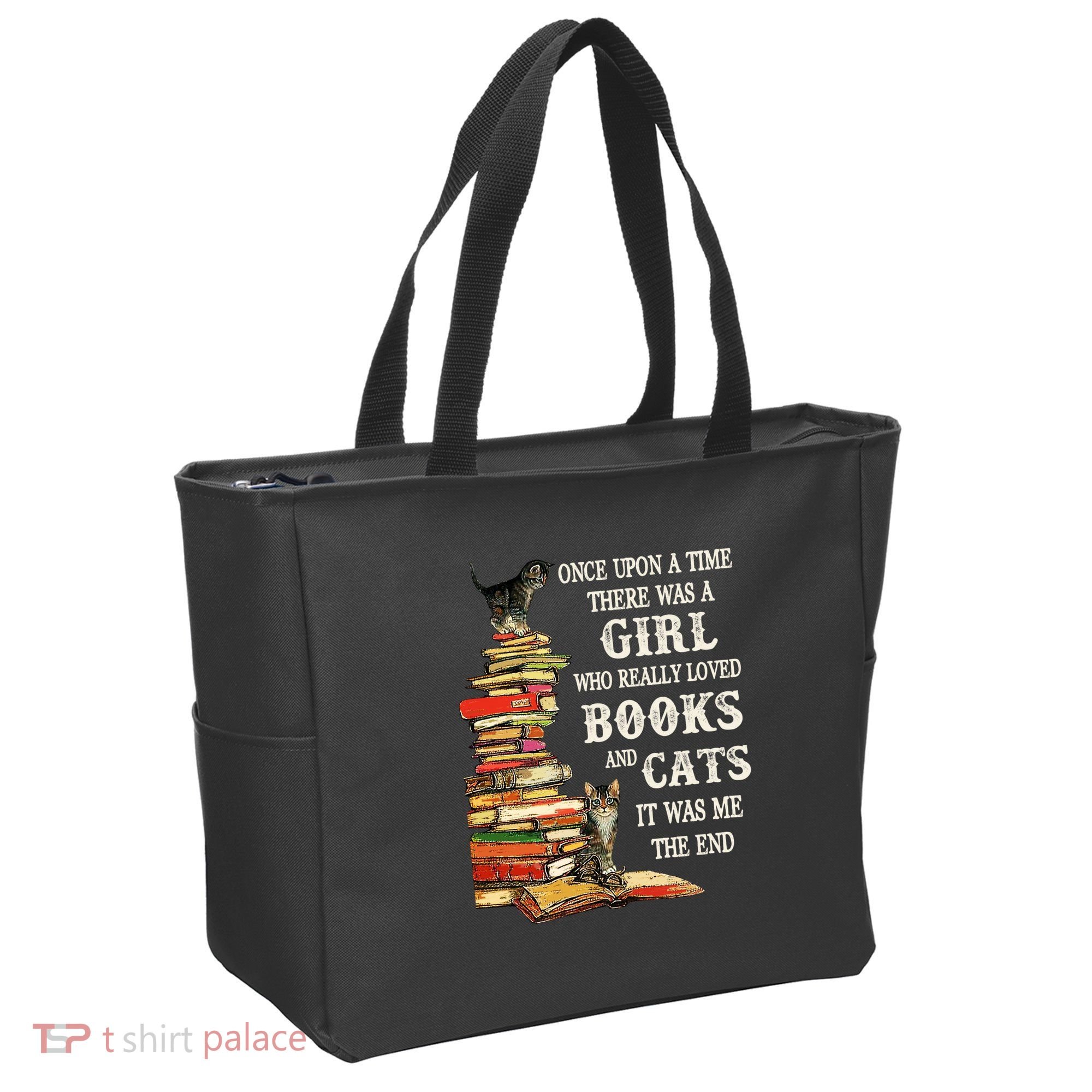 Once Upon A Time A Girl Really Loved Books And Cats Tote Bag