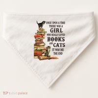Once Upon A Time A Girl Really Loved Books And Cats USA-Made Doggie Bandana thumb 0