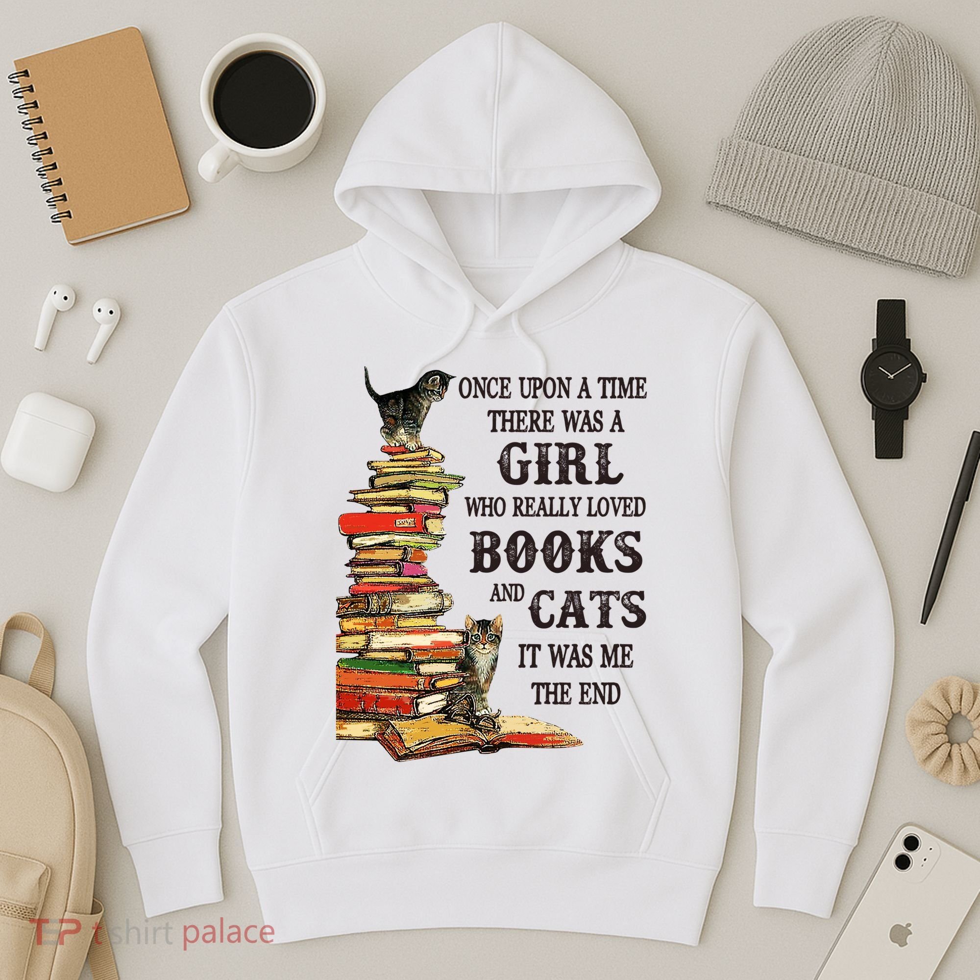 Once Upon A Time A Girl Really Loved Books And Cats Hoodie