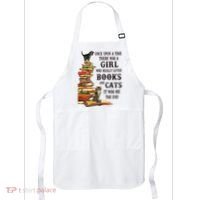 Once Upon A Time A Girl Really Loved Books And Cats Apron thumb 0