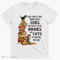 Once Upon A Time A Girl Really Loved Books And Cats T-Shirt thumb 0