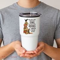 Once Upon A Time A Girl Really Loved Books And Cats Tumbler thumb 2
