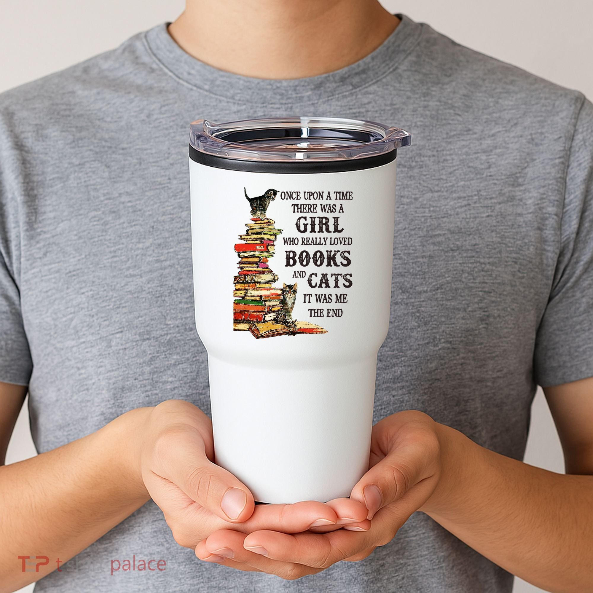 Once Upon A Time A Girl Really Loved Books And Cats Tumbler