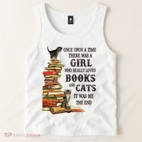 Once Upon A Time A Girl Really Loved Books And Cats Tank Top thumb 2