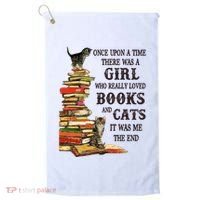 Once Upon A Time A Girl Really Loved Books And Cats Golf Towel thumb 0