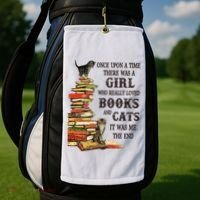 Once Upon A Time A Girl Really Loved Books And Cats Golf Towel thumb 2